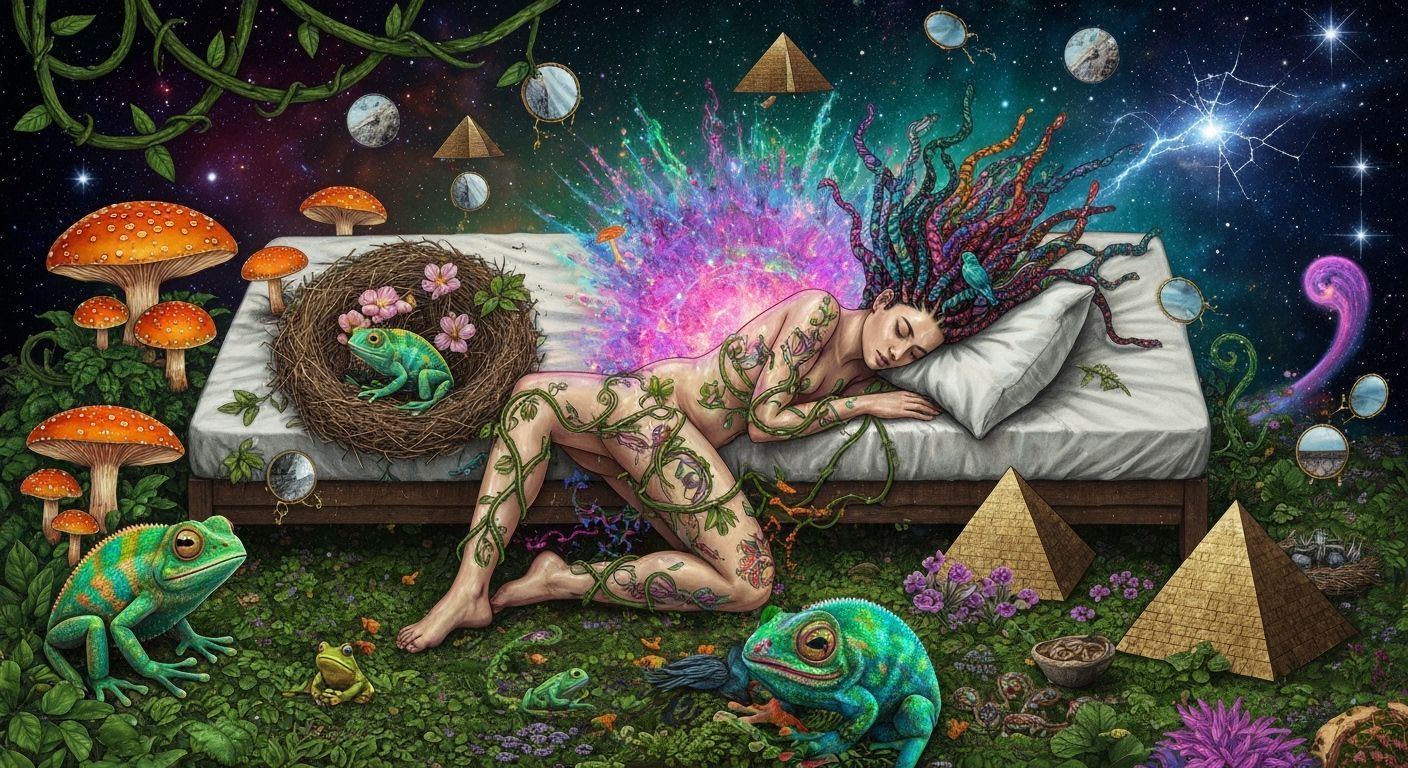 Surreal Dreamscape: Person Asleep with Aura