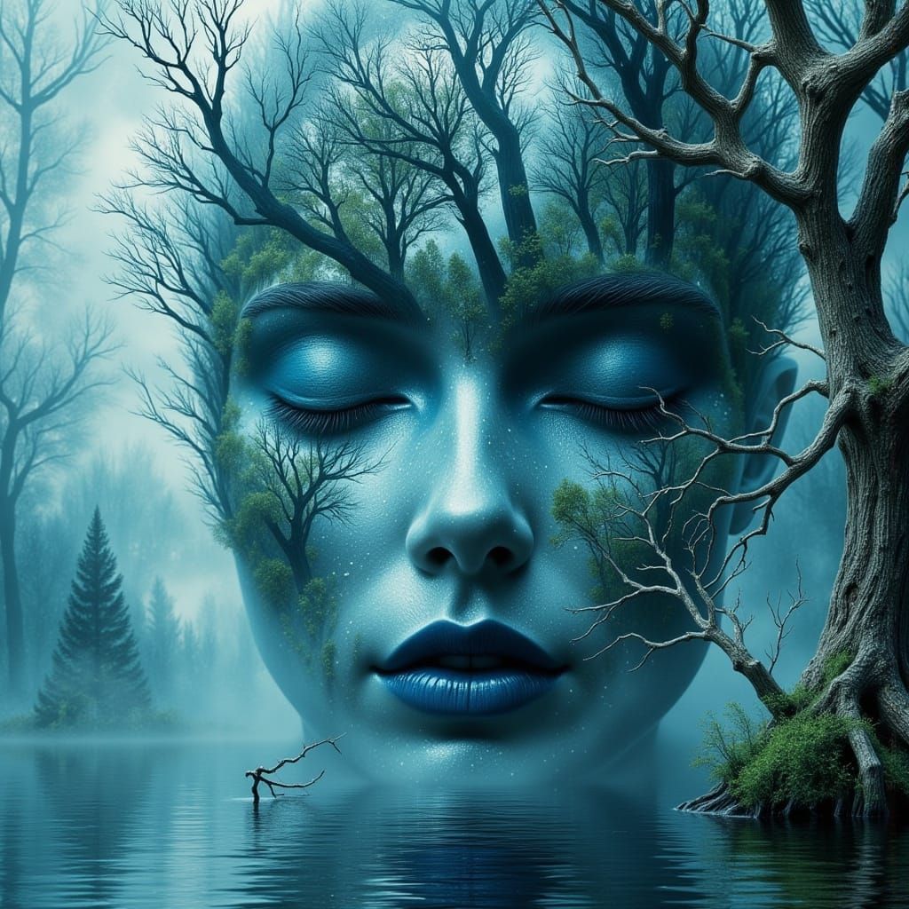 Dreamy Ethereal Landscape Surrounds Serene Figure