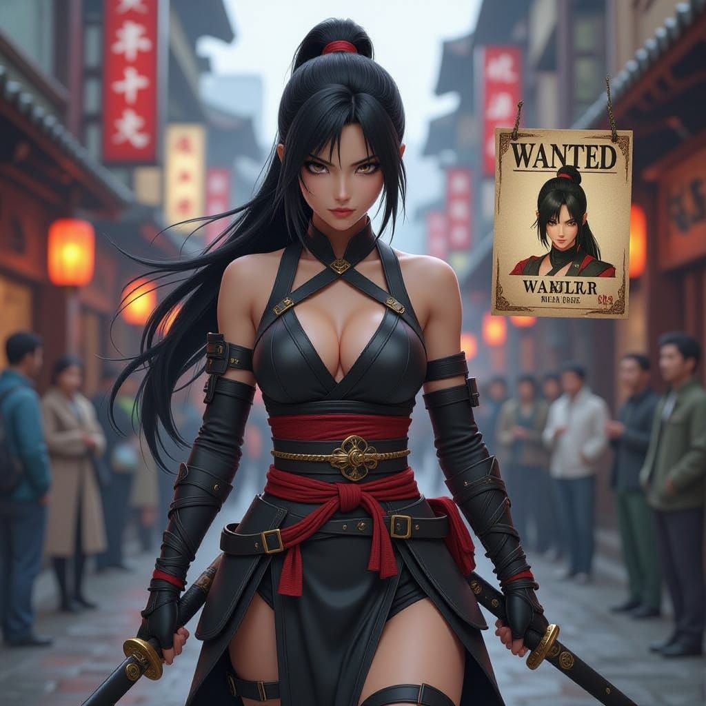 Agile Female Ninja in 3D Anime Style