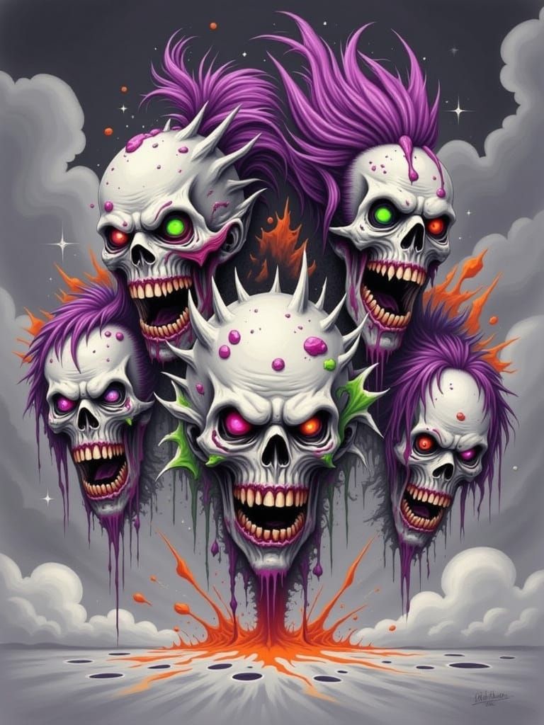 Gothic Neon Zombies with Amethyst Features