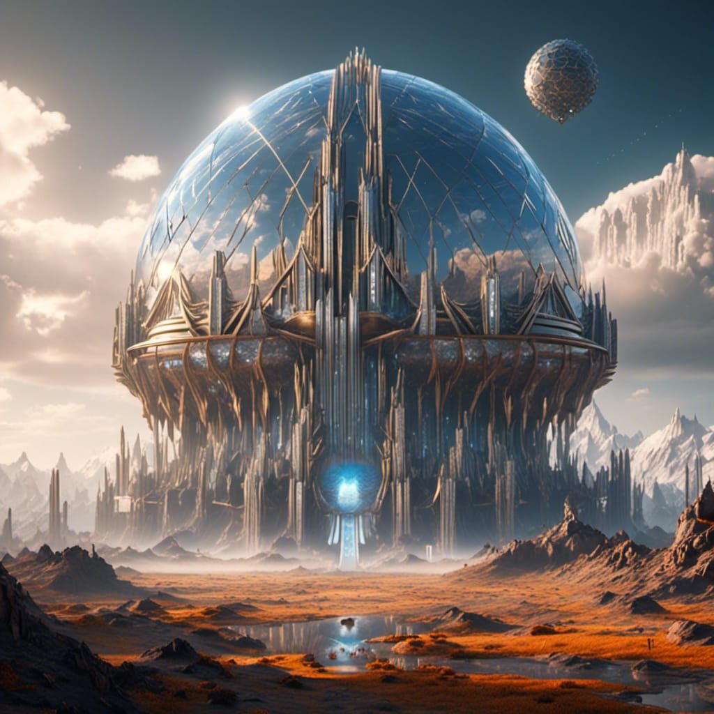 Futuristic Dome City on Barren World