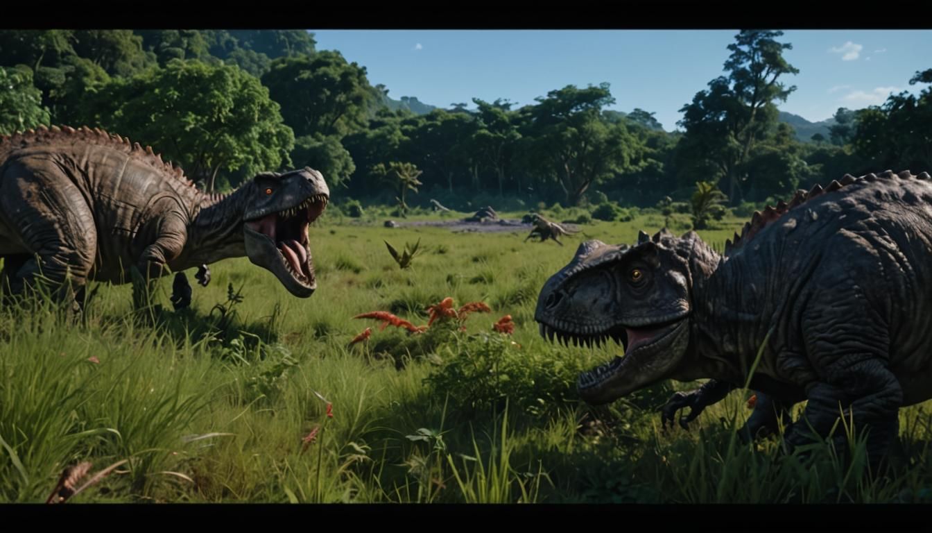 Ceratosaurus Dinosaurs Compete for Alpha, Digital Painting
