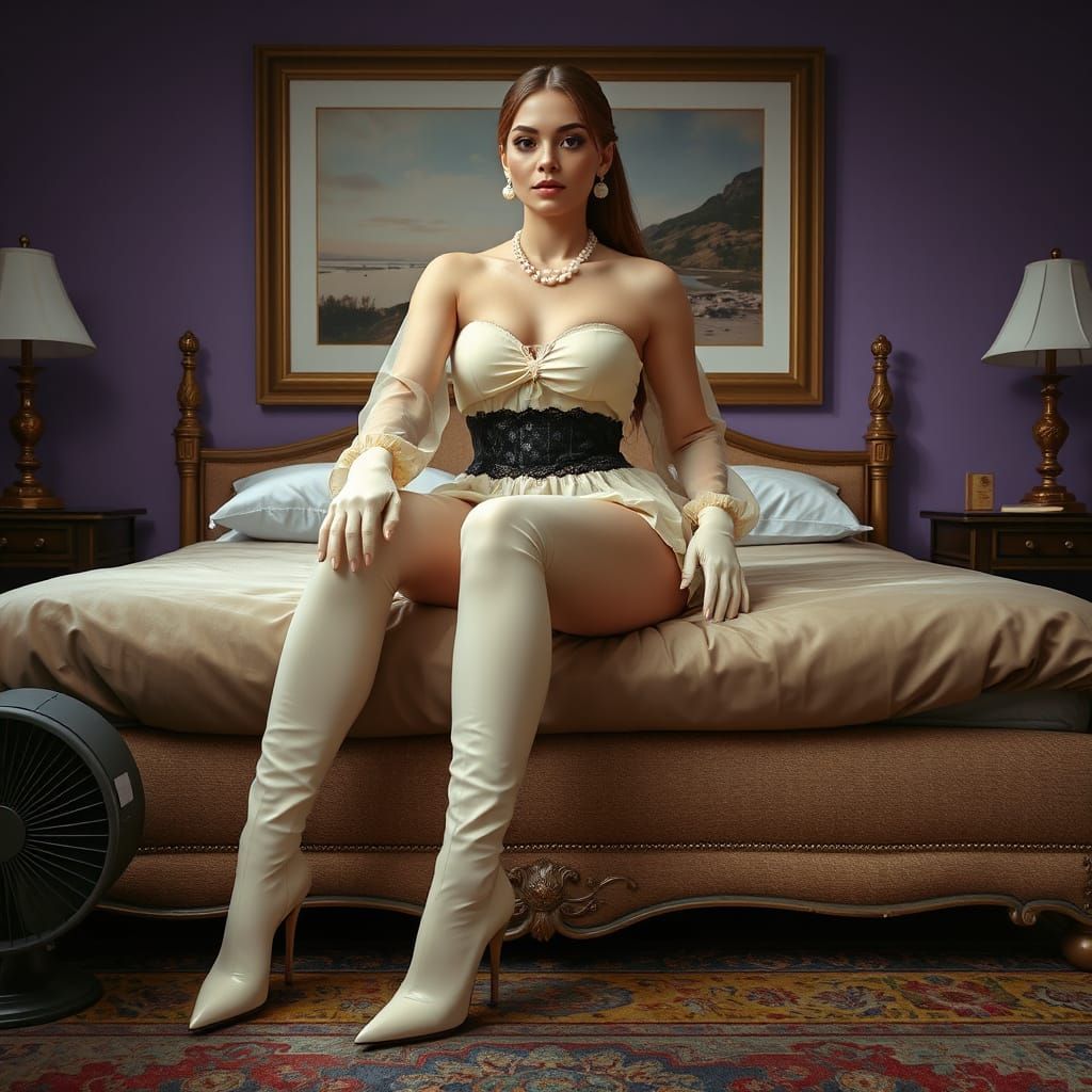 Woman on Bed in Dark Fantasy Style