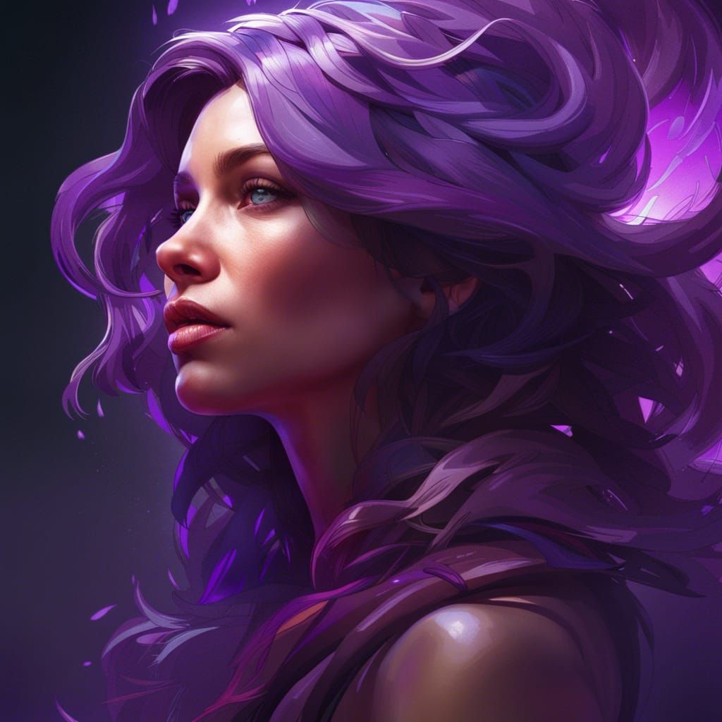 Hyperdetailed Portrait of a Purple Woman