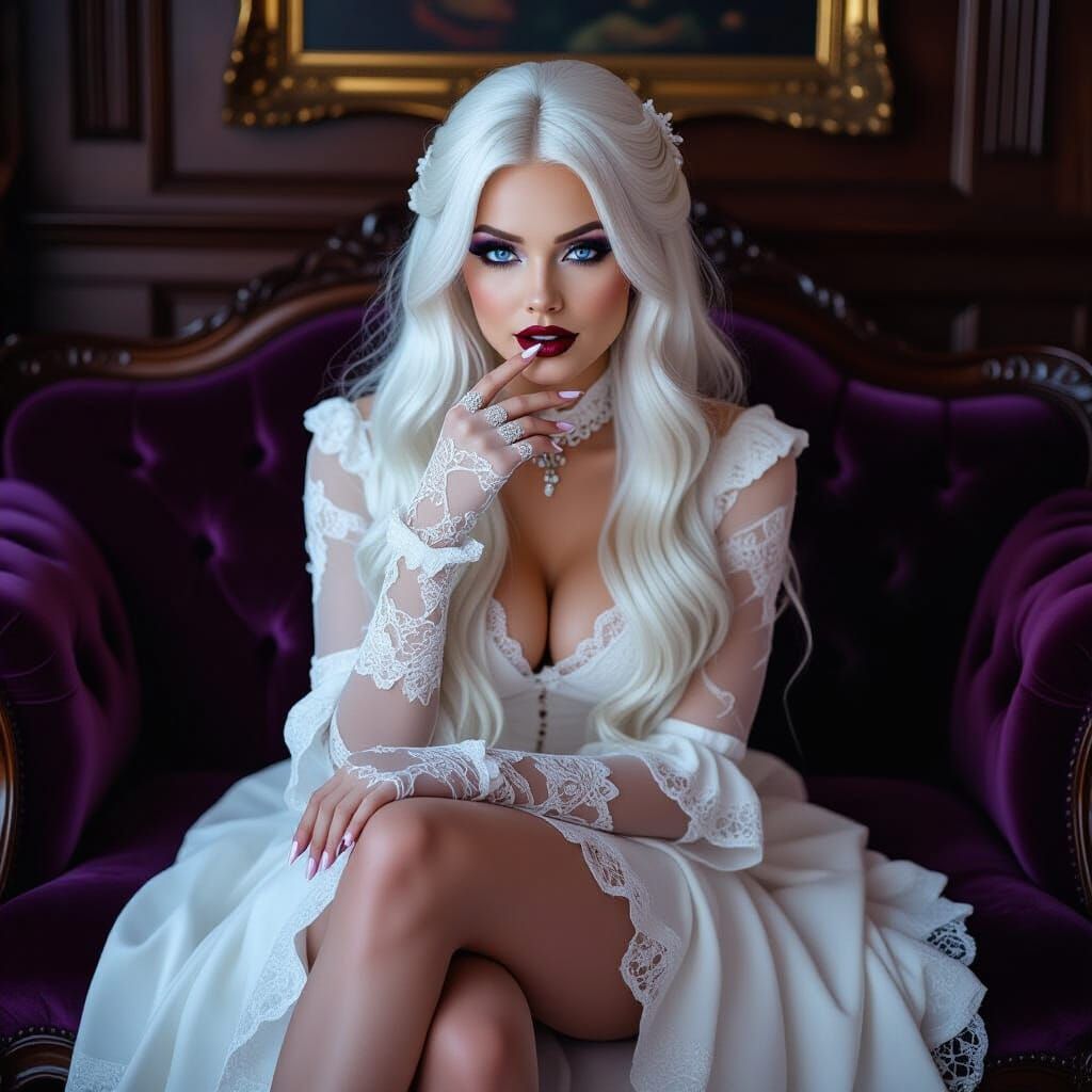 Anime Vampire Woman in Victorian Gothic Style