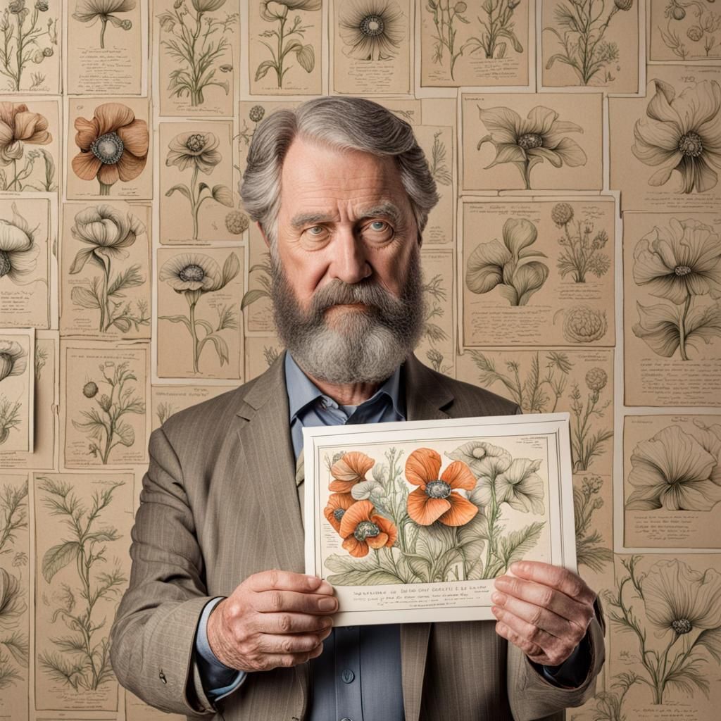 Botanical Ink Drawing Held by Professor