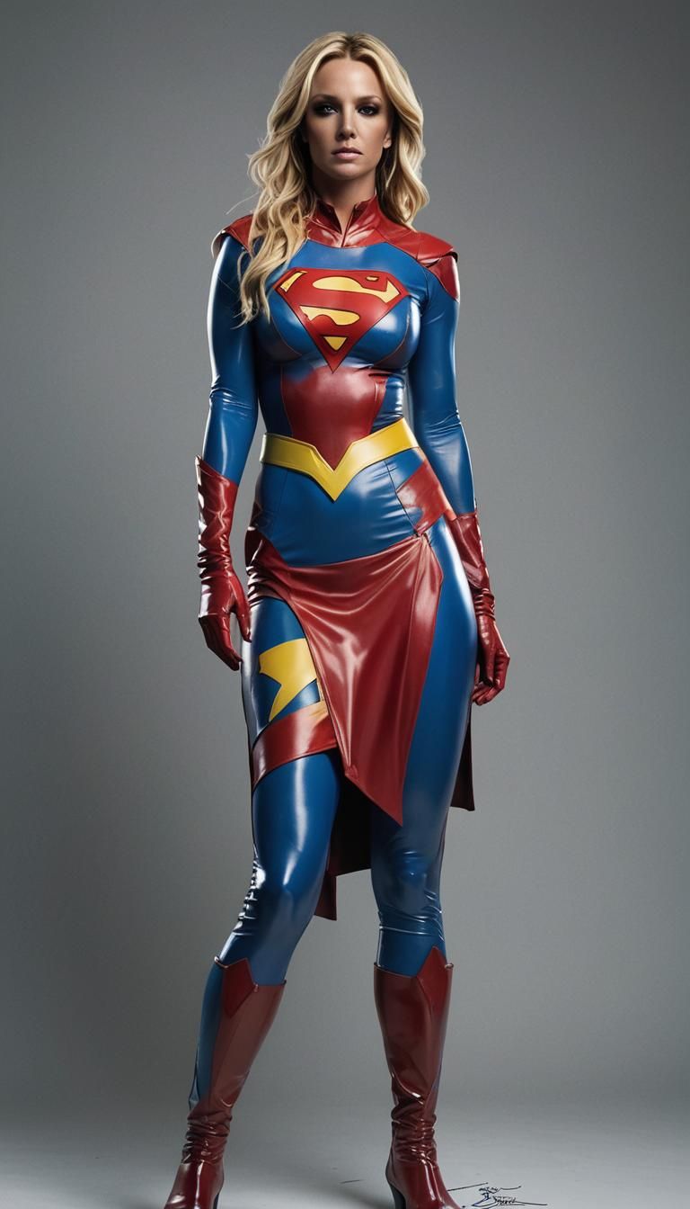 Britney Spears as Latex Supergirl in Splash Art