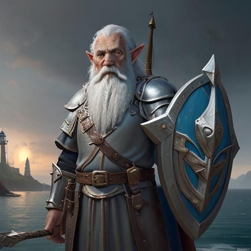 Gnome Knight: God of Safe Harbor, Oil Painting