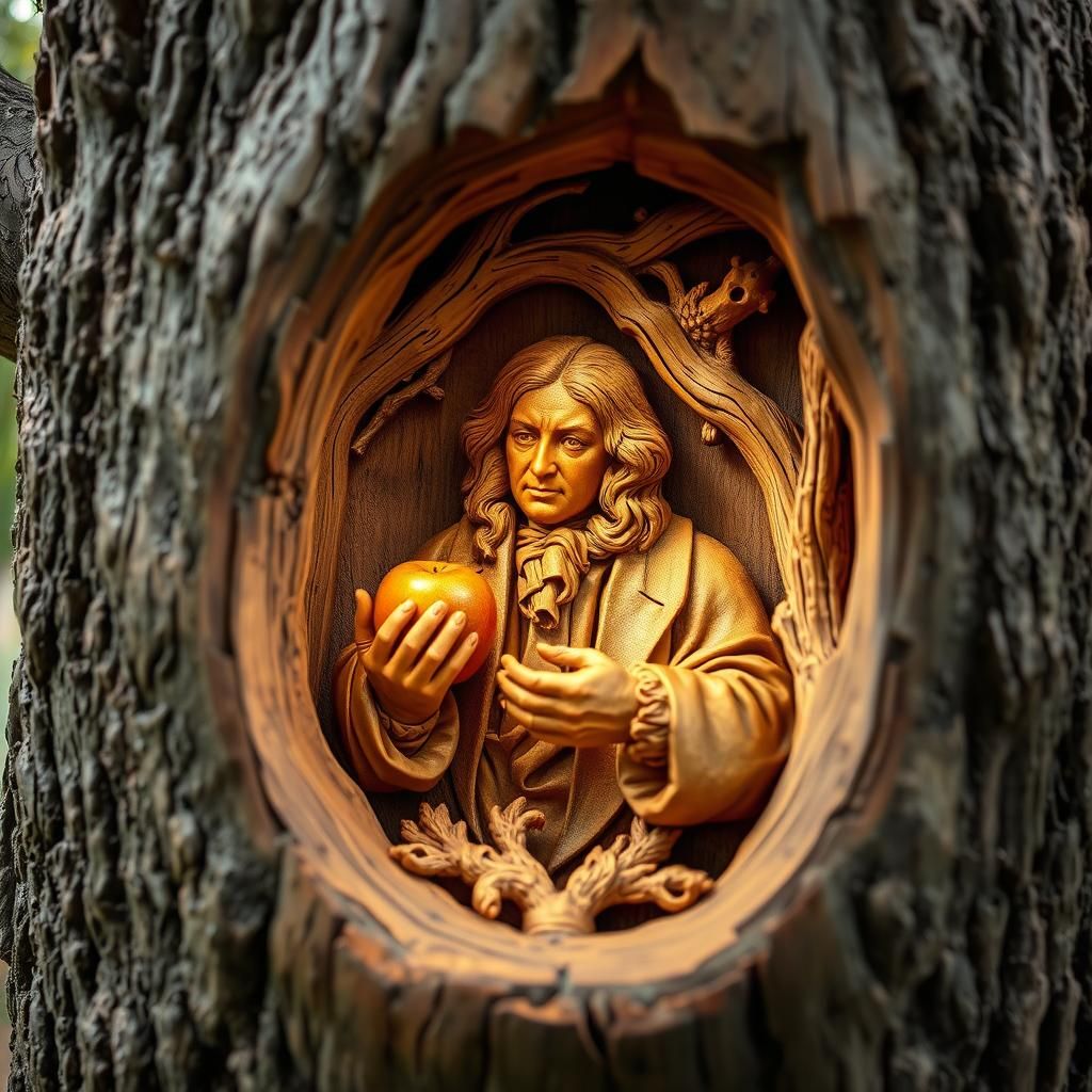 Newton's Apple: Intricate 3D Wood Carving