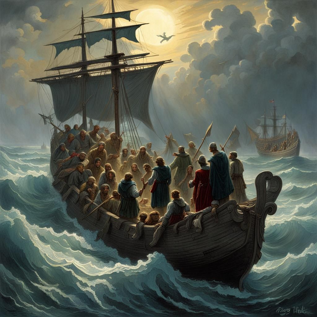 Columbus Arrives in America: A Dark Historical Scene