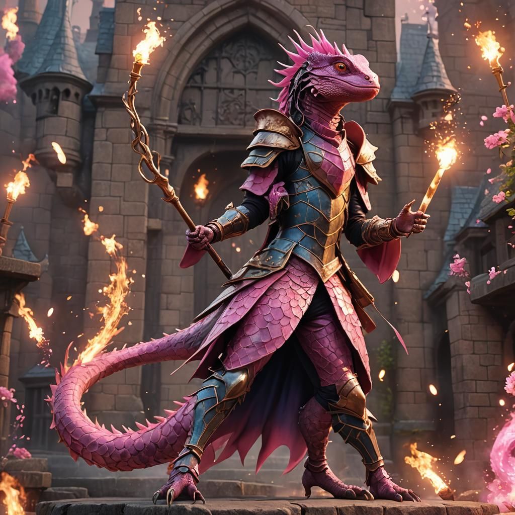 Transgender Lizard Girl in Medieval Shoujo Style