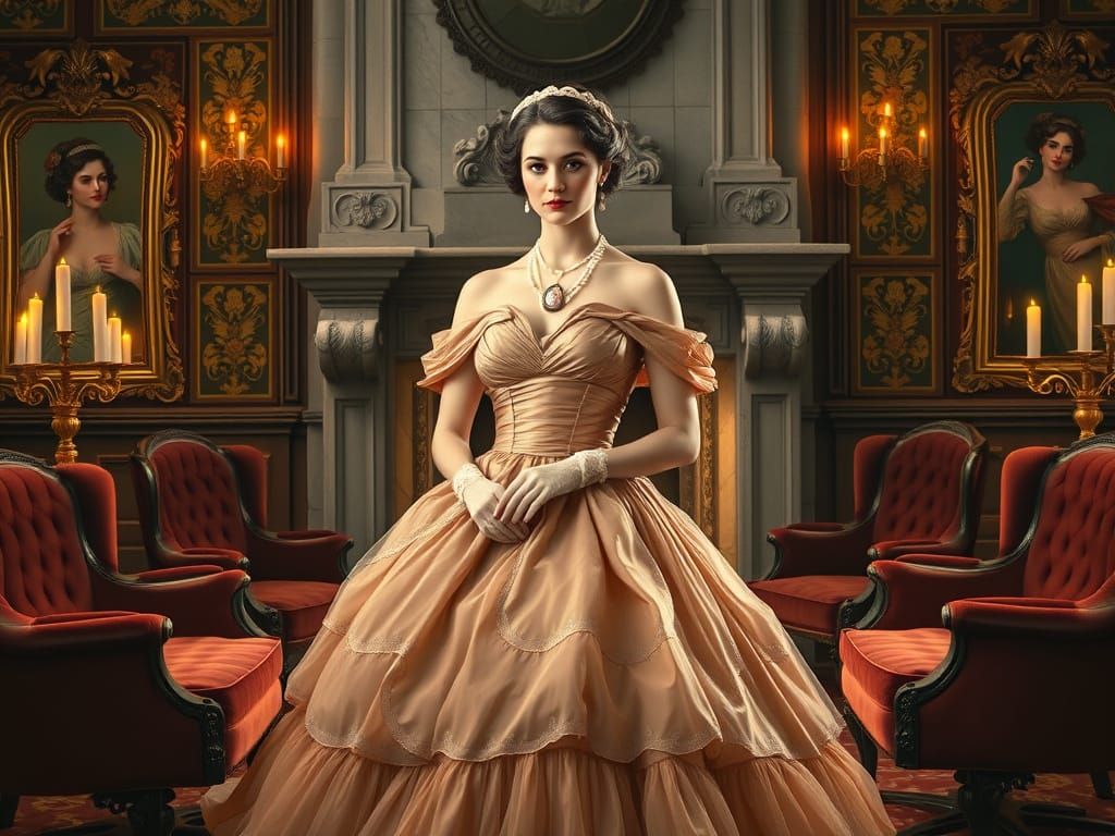 Ethereal Victorian Lady in Opulent Surroundings