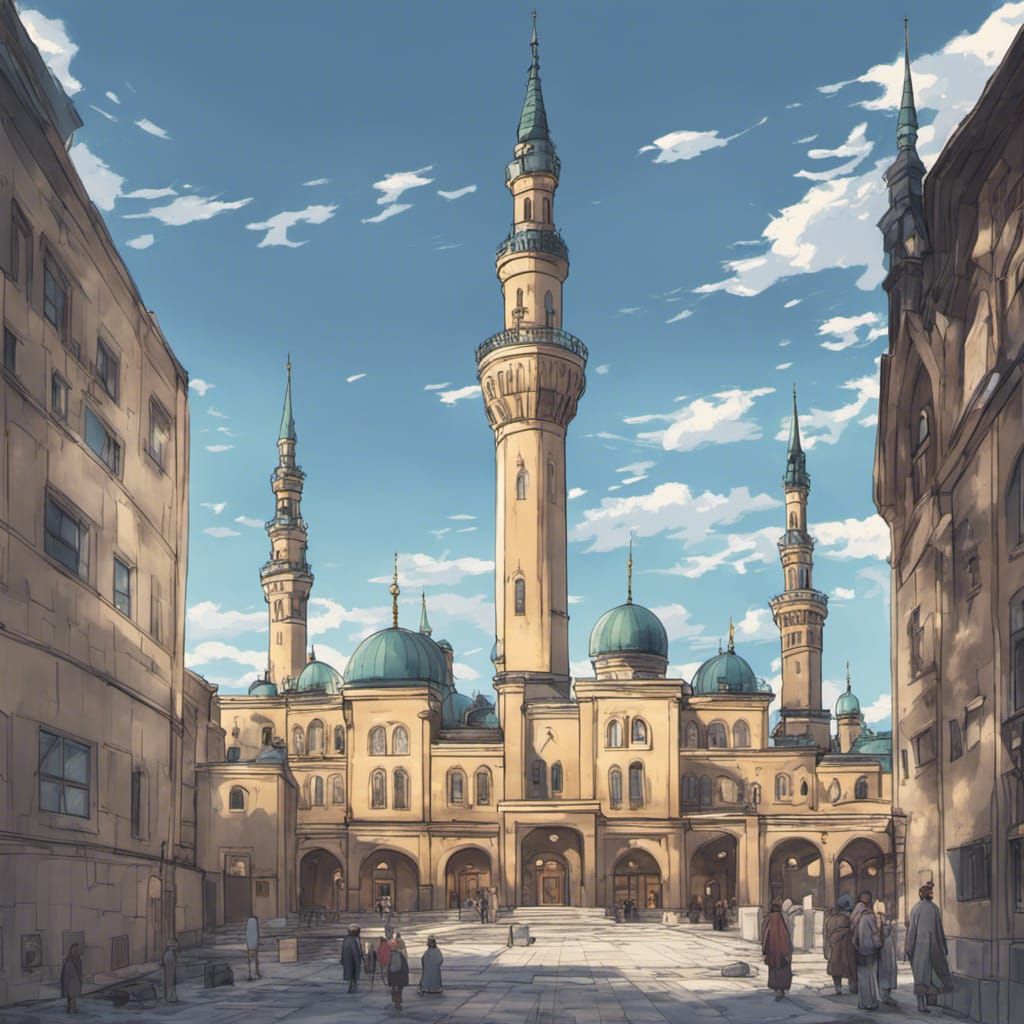 Stockholm Mosque with Anime-Style Minarets