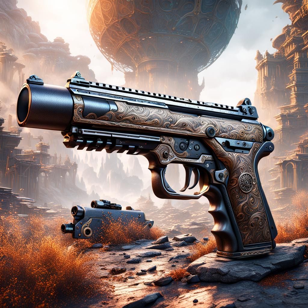 Detailed Gun Matte Painting in Deep Color