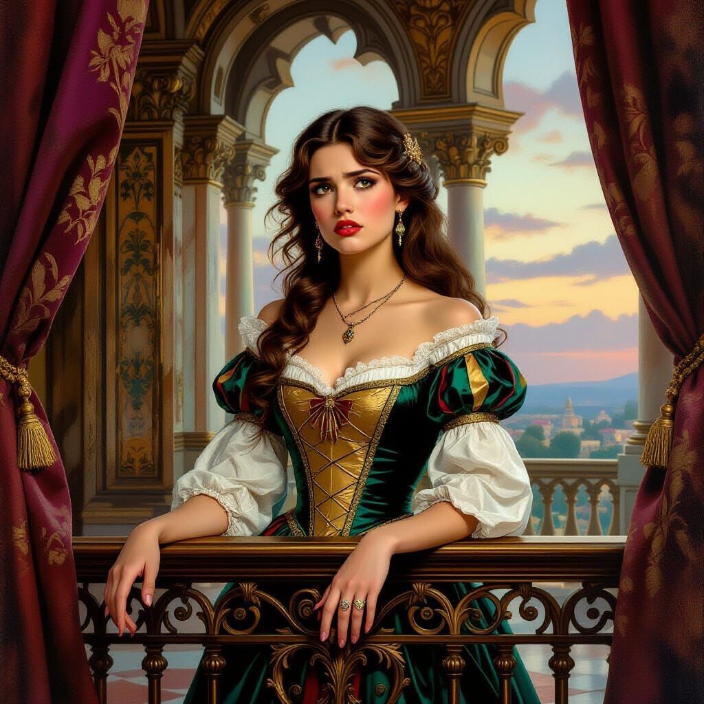 Princess Aliyah's Frustrated Gaze From Ornate Balcony