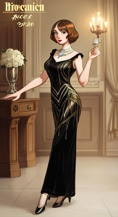 Roaring Twenties: Woman in Vintage Evening Gown
