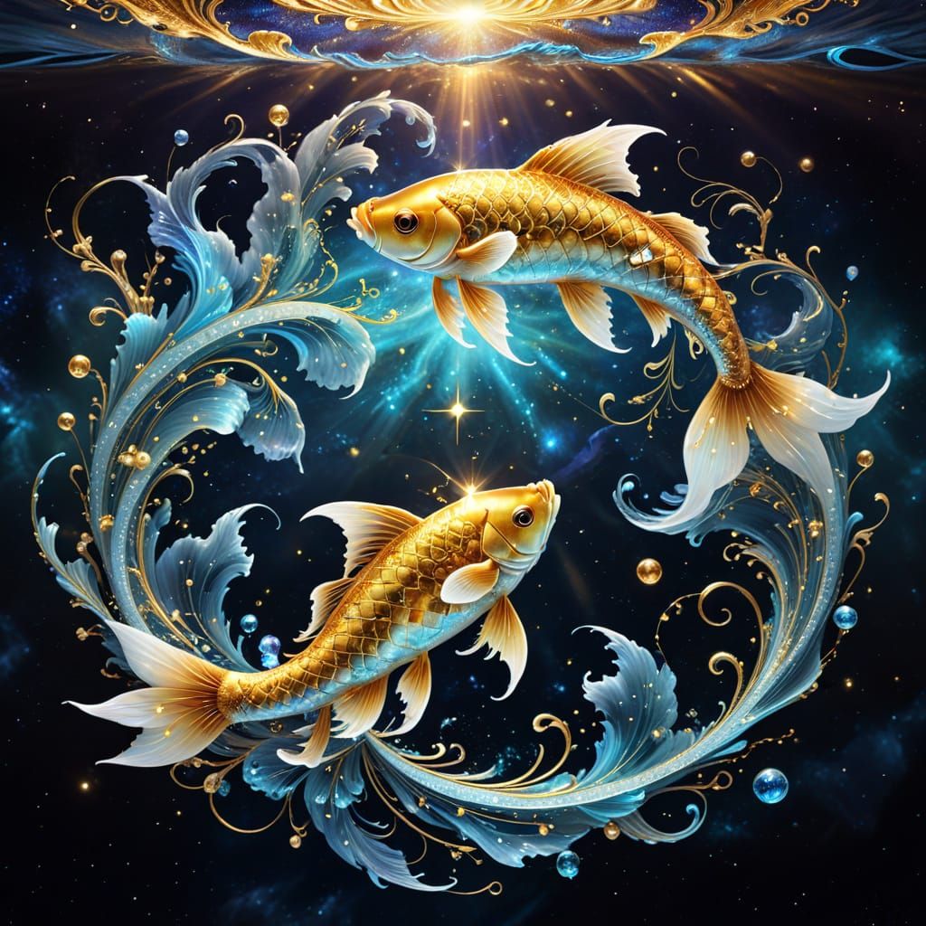 Luxurious Pisces Zodiac Symbol in Cosmic Art
