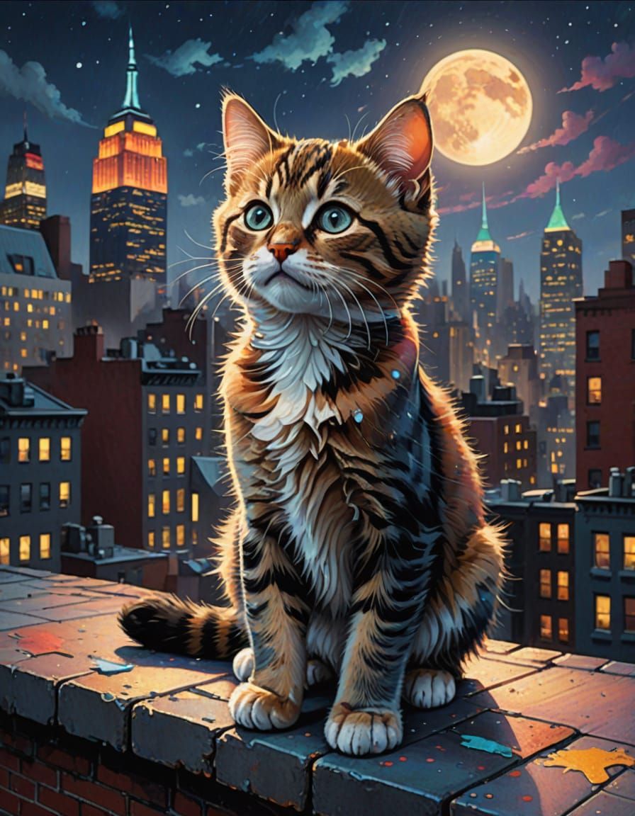 Kitten on Rooftop in New York City