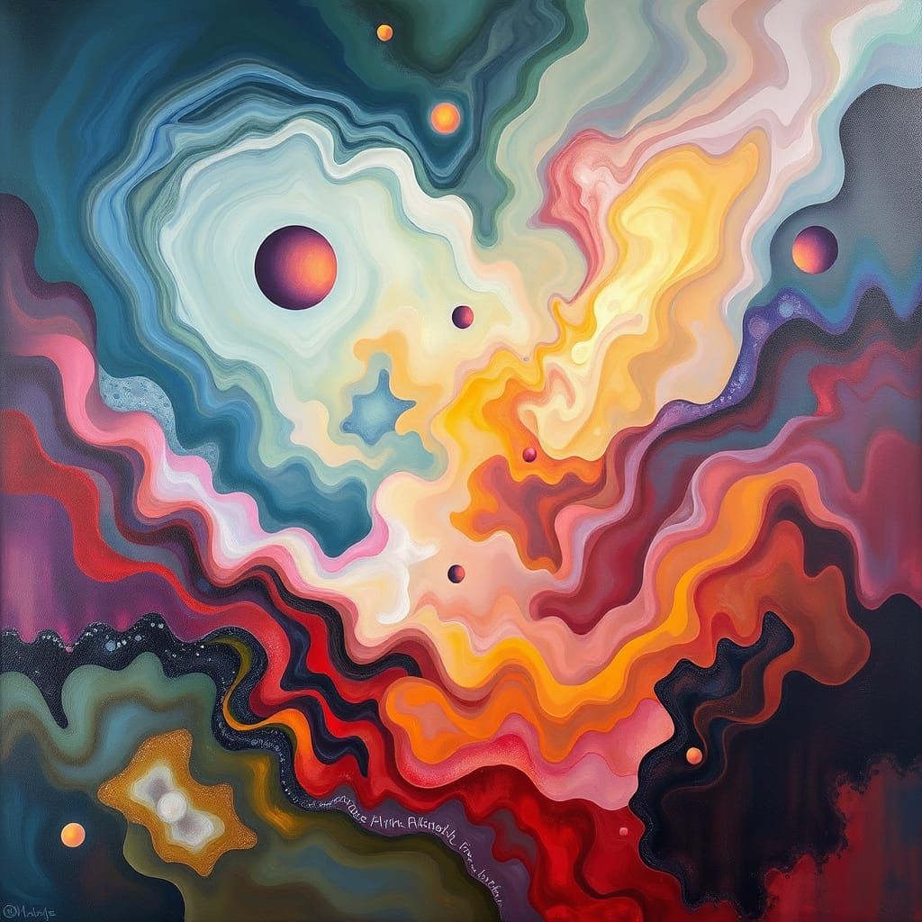 Abstract Dreamscape of Swirling Shapes and Ethereal Textures