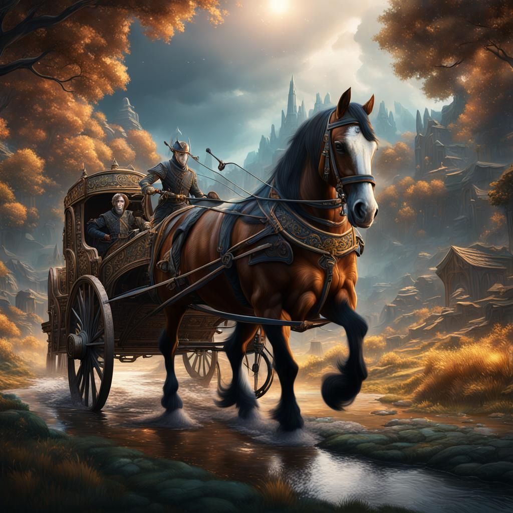 Horse Drawn in Fonts: Detailed Matte Painting