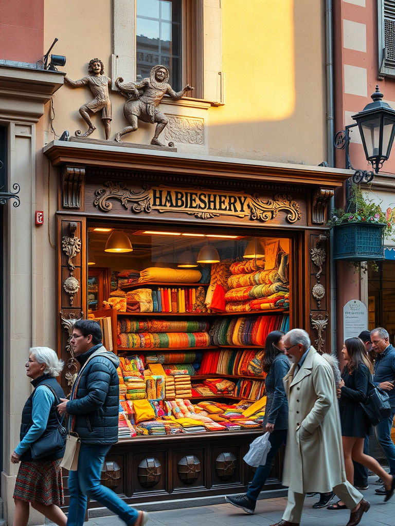 Italian Haberdashery Window in Realist Style