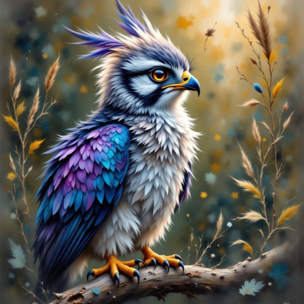 Majestic Hawk in Impasto Grunge Style