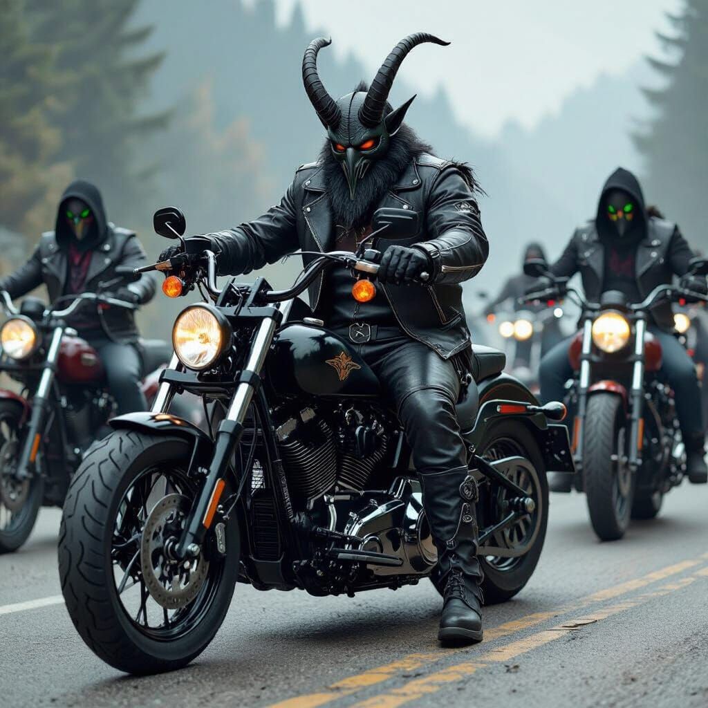 Krampus Rides with Cryptid Motorcycle Gang
