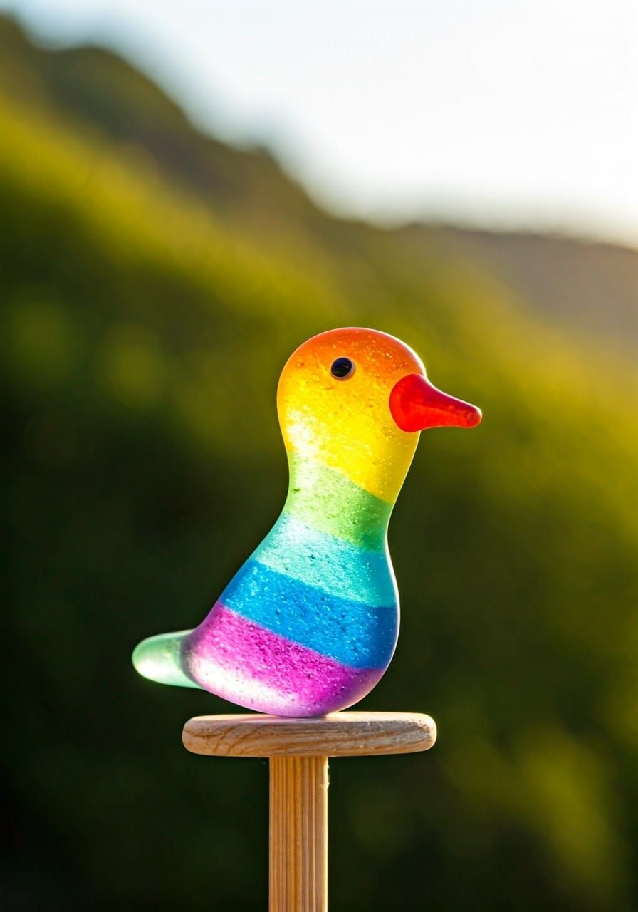 Rainbow Sea Glass Birds: Ethereal Natural Scene