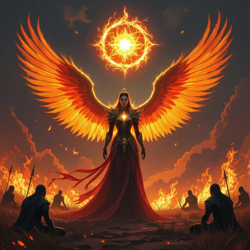 Eternal Phoenix Dynasty Divine Being in Fiery Field