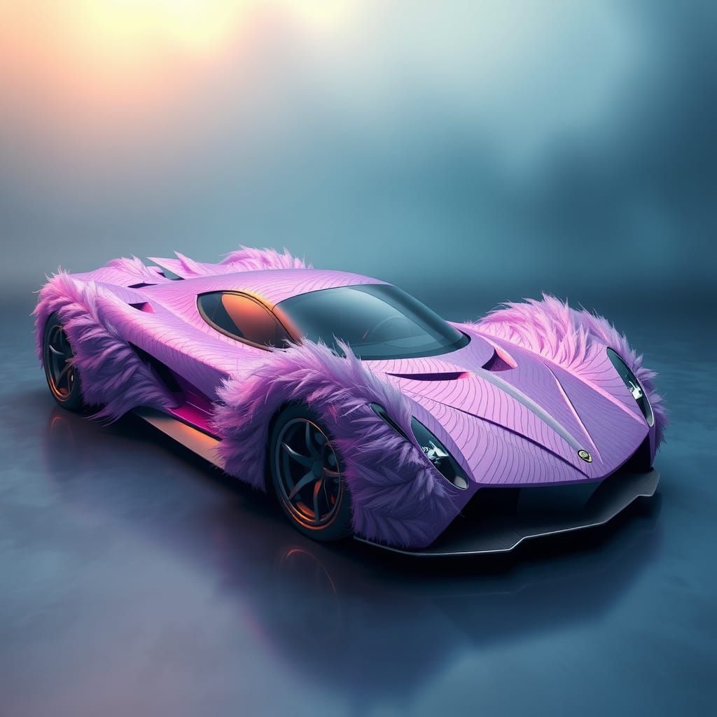 Feathered Supercar in Surrealist Style