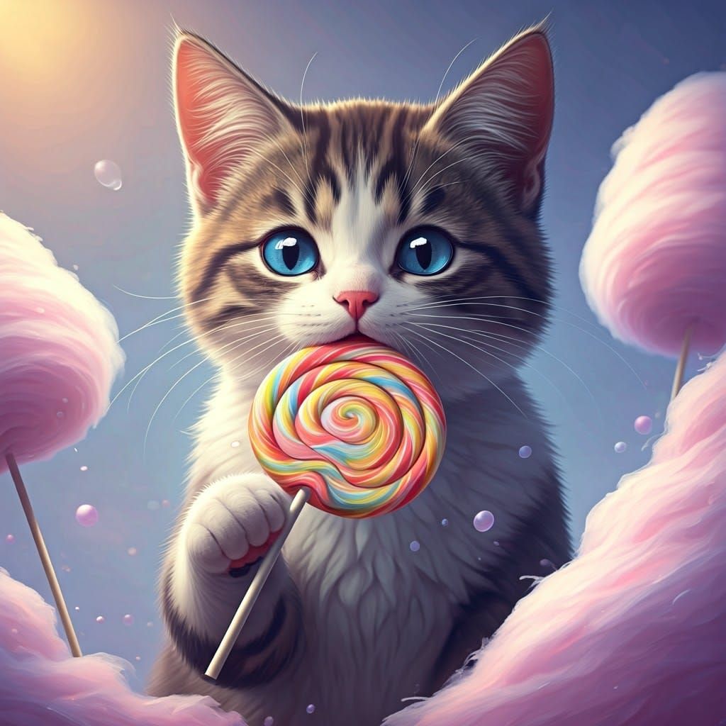 Kitten's Sweet Treat in a Genshin Impact Wonderland