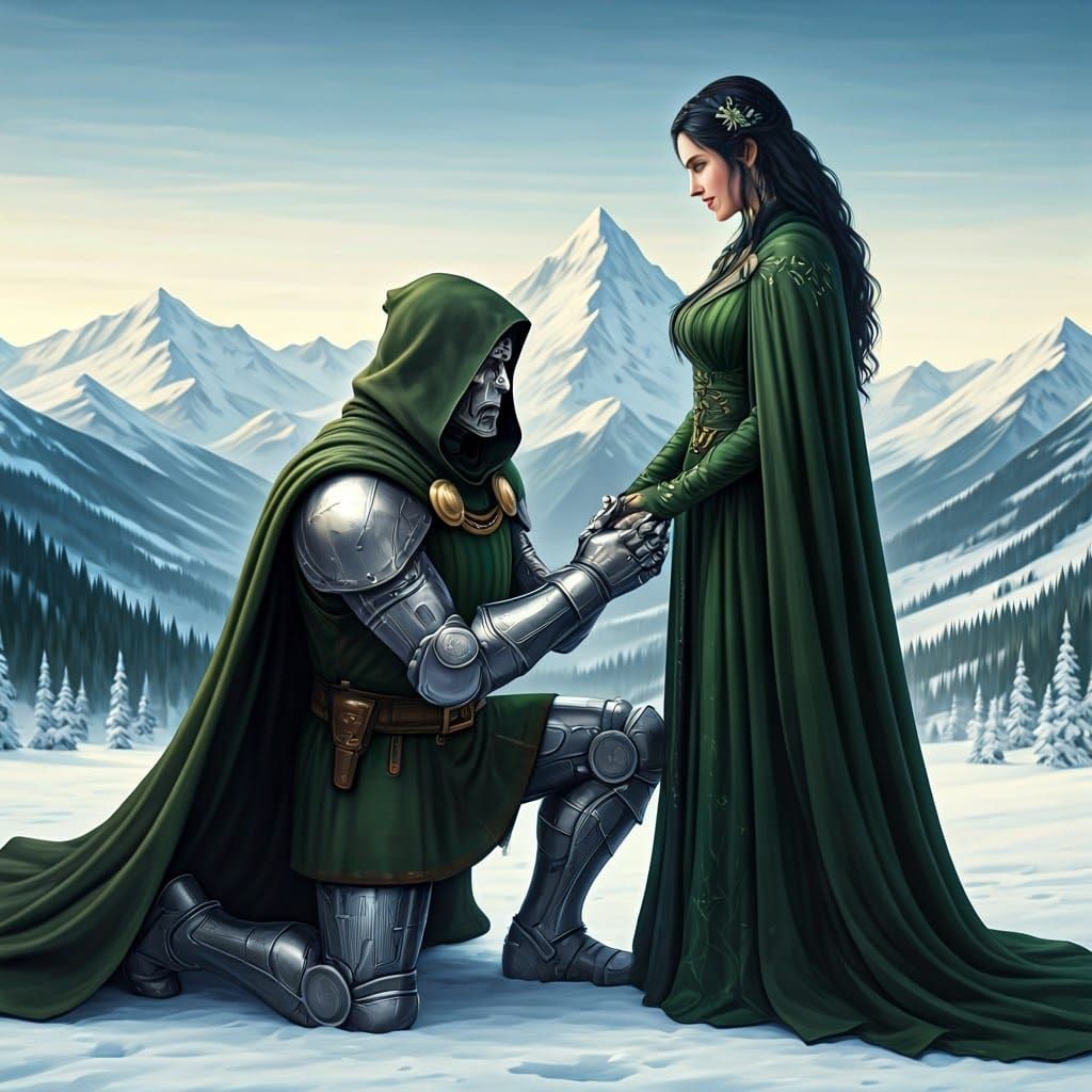 Cyberpunk-Inspired Monarch Proposes to Enchanting Lady in Wi...