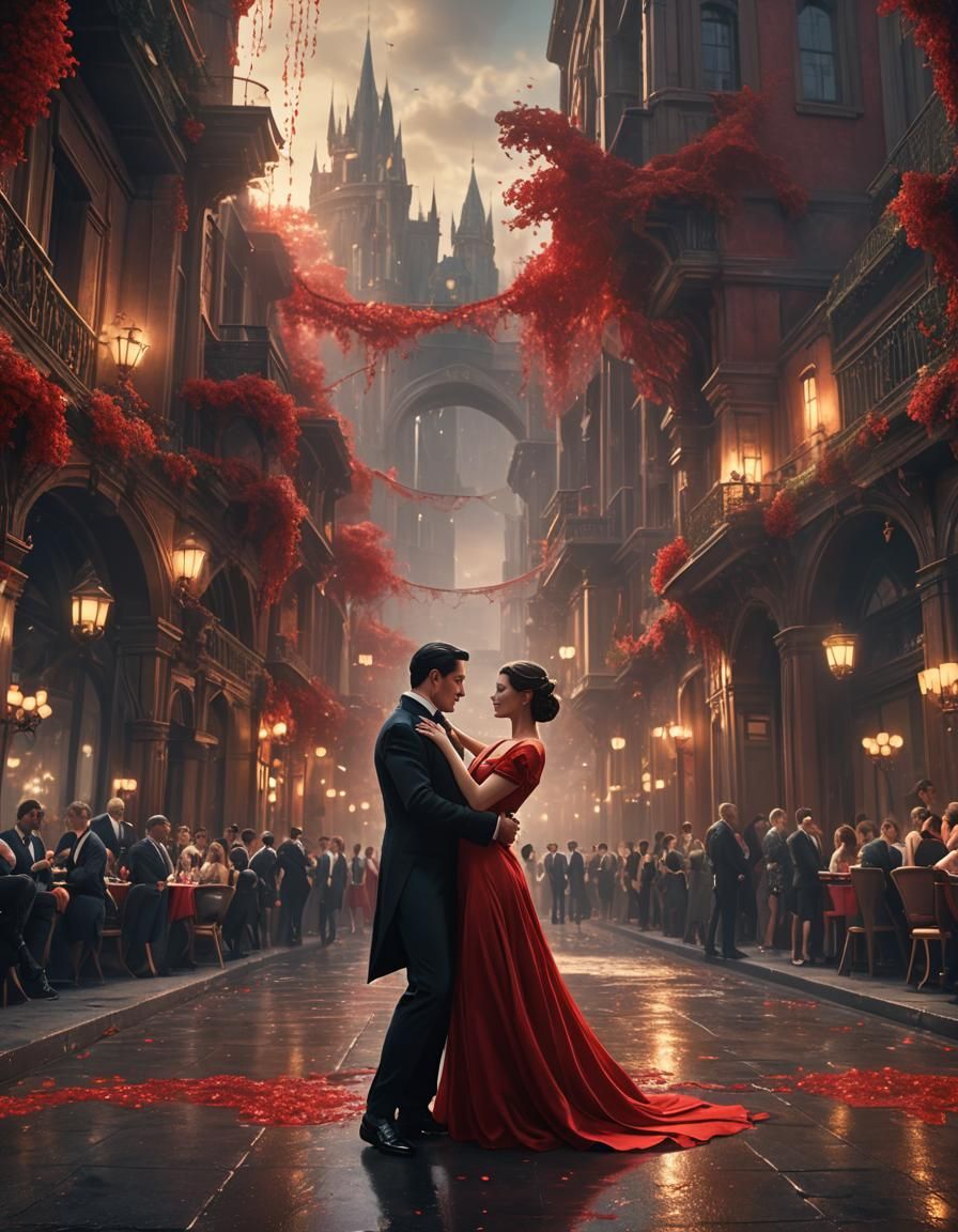 Couple Dancing in a Fantastical Digital Painting
