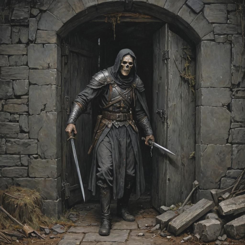 Grimdark Scene in Historical Painting Style