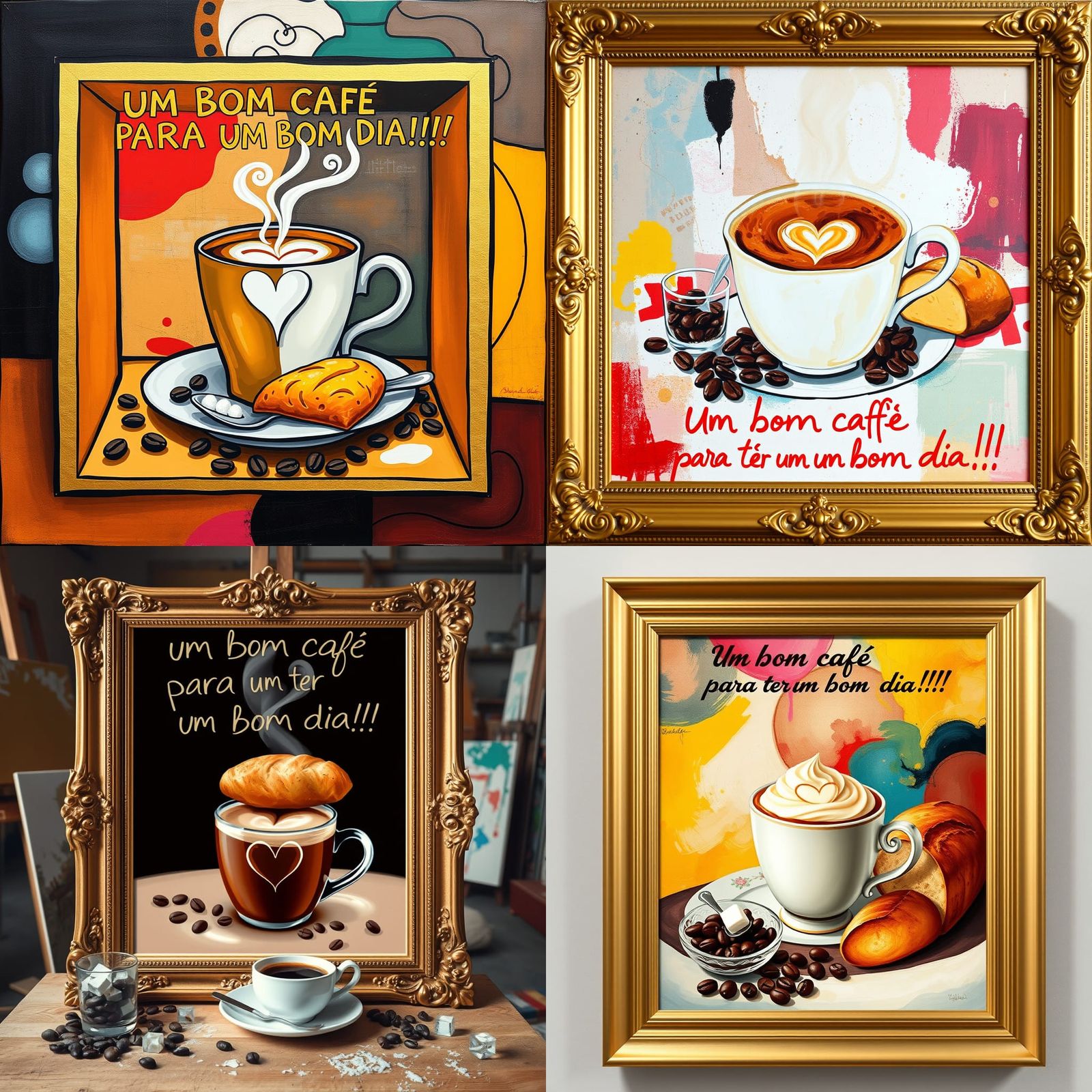 Coffee Cup with Heart in Abstract Art Style