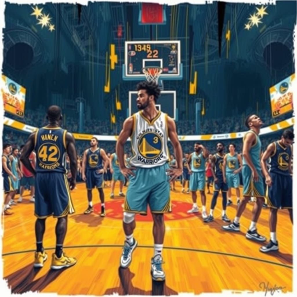 Golden State Warriors in Vibrant, Dynamic Style