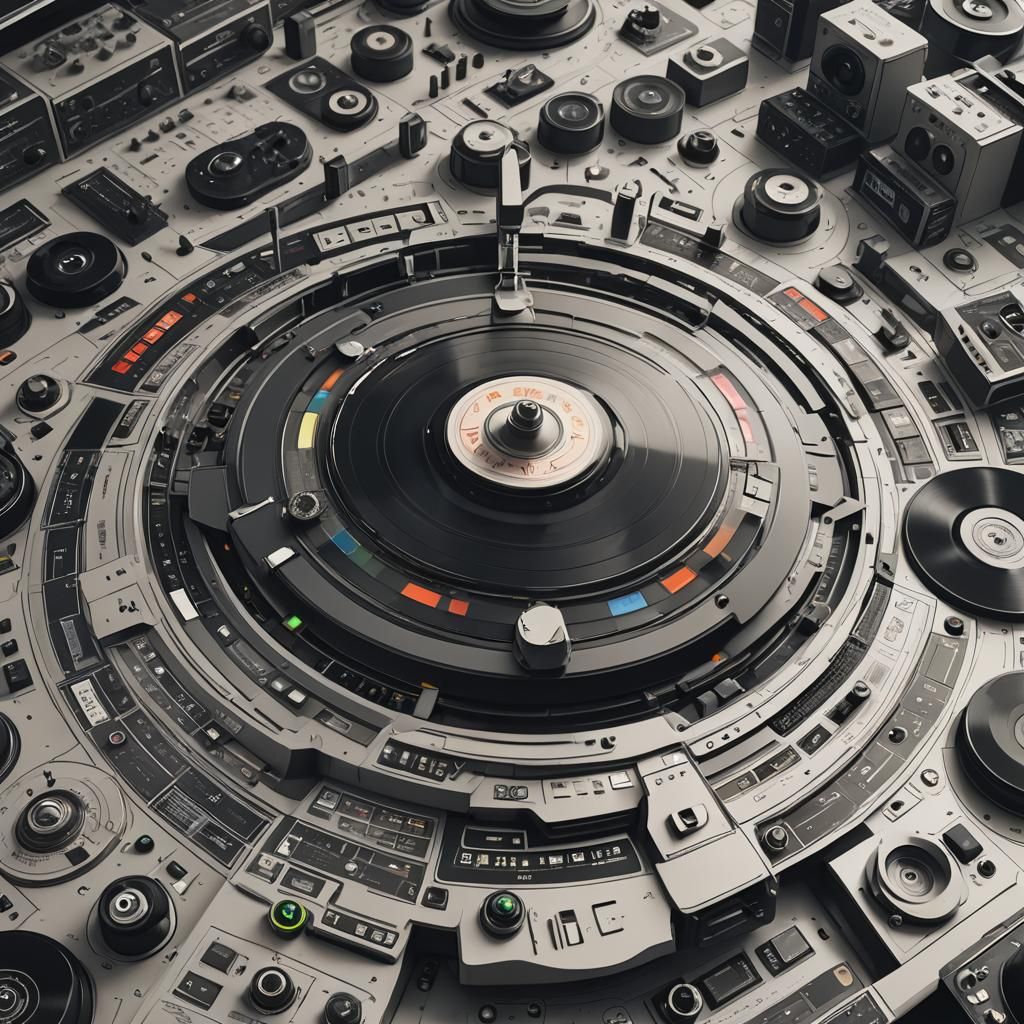 UFO Turntables with Flying Records