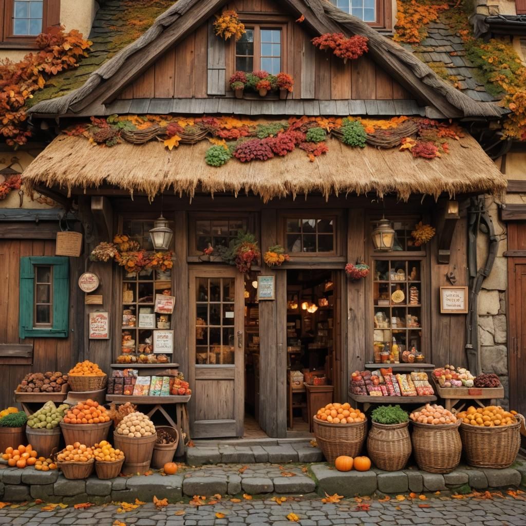 Charming Candy Shop in Autumnal Sunlight