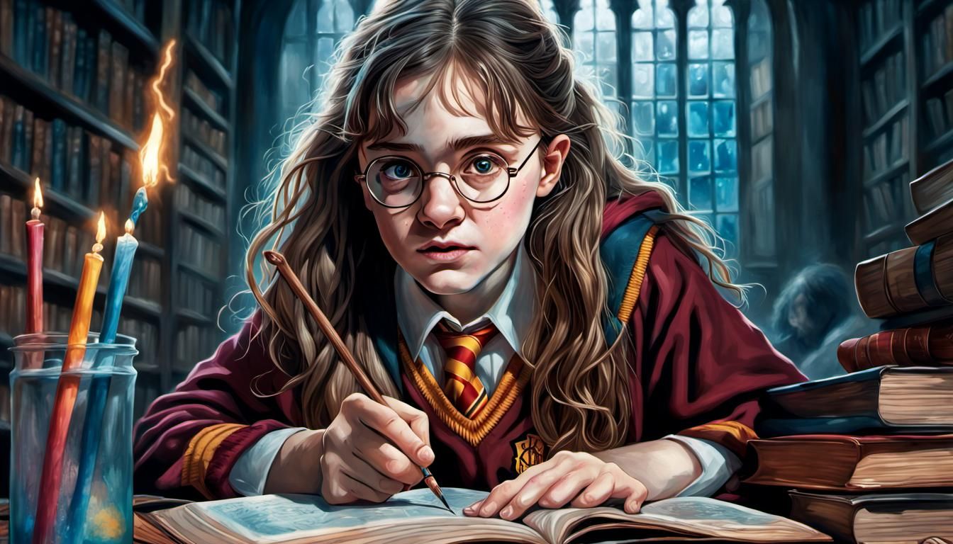 Hermione Granger Rescues Harry: Hyperrealistic Splash Art