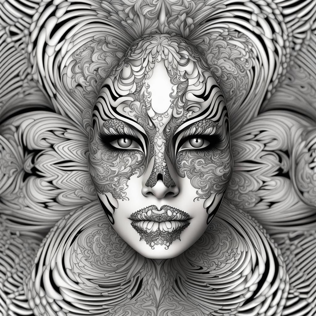 Abstract Vector Fractal with Zentangle and 3D Shading