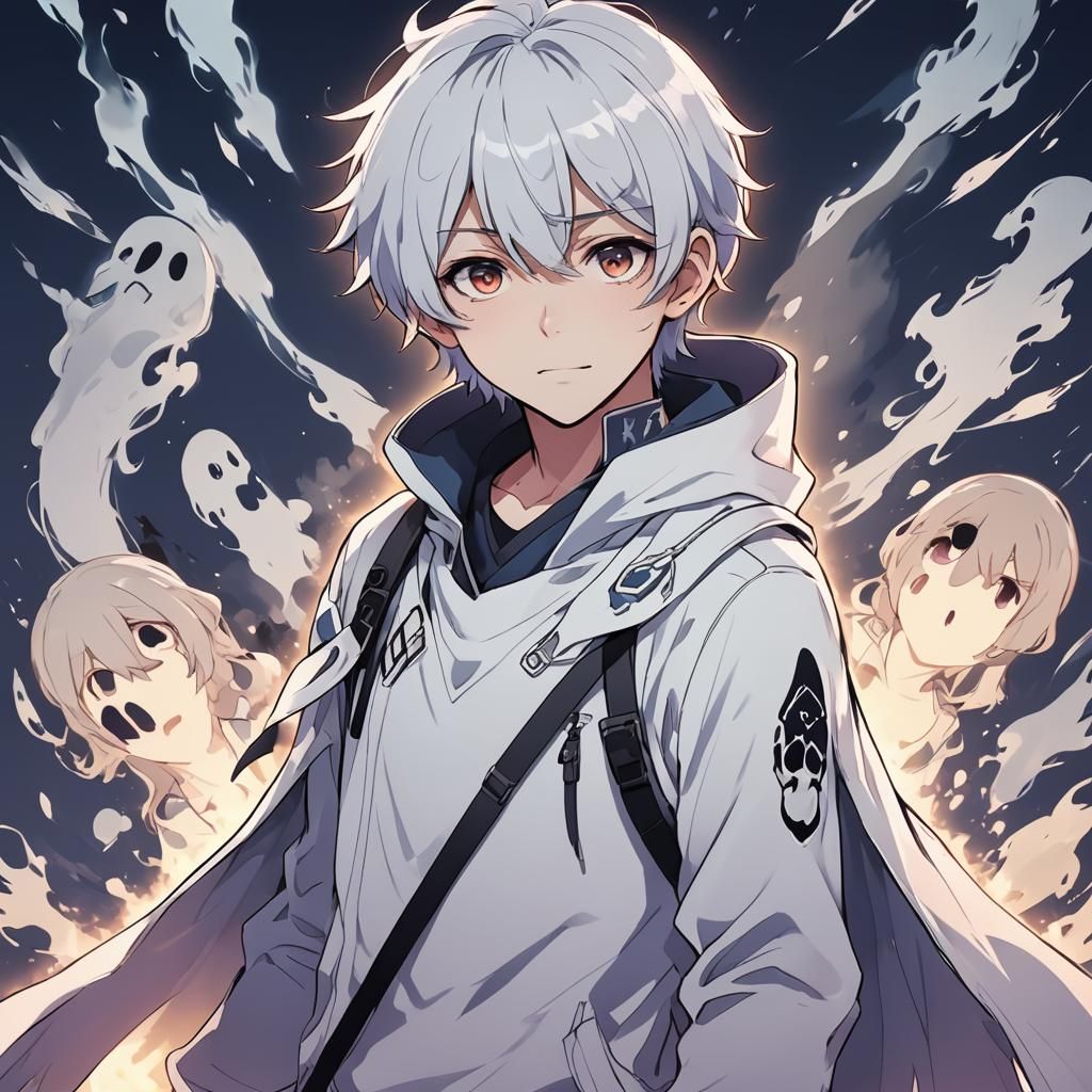 Ghost VTuber Boy in Anime Style