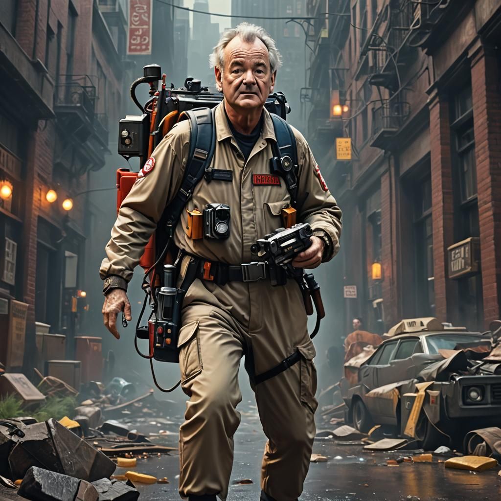 Bill Murray as Ghostbuster: Detailed Matte Painting