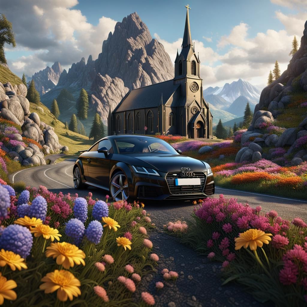 Road to Golden Church: Detailed Landscape Art