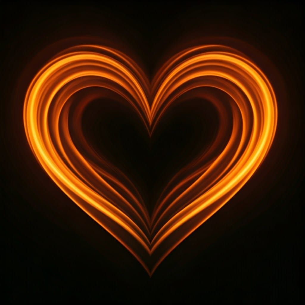 Golden Heart in Flames, Dark Background