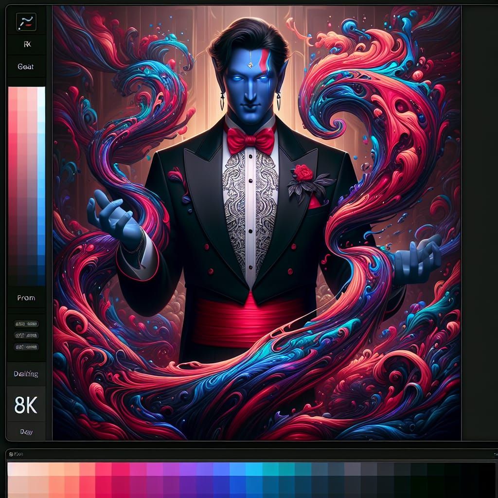 Detailed Fantasy Art: Genie in Black Tuxedo