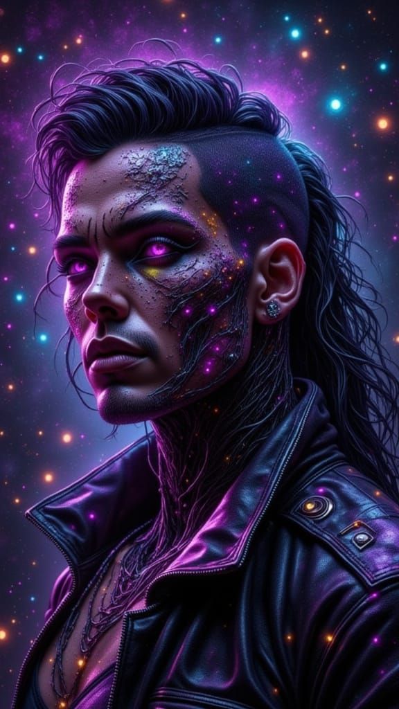 Surreal Dark Fantasy Warrior in Cyberpunk Style