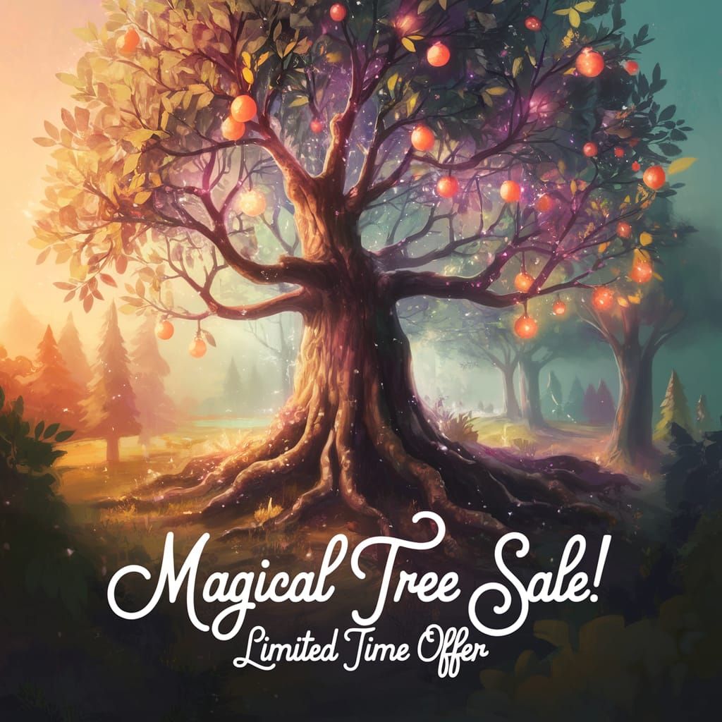 Enchanted Tree Whispers with Golden Sunset