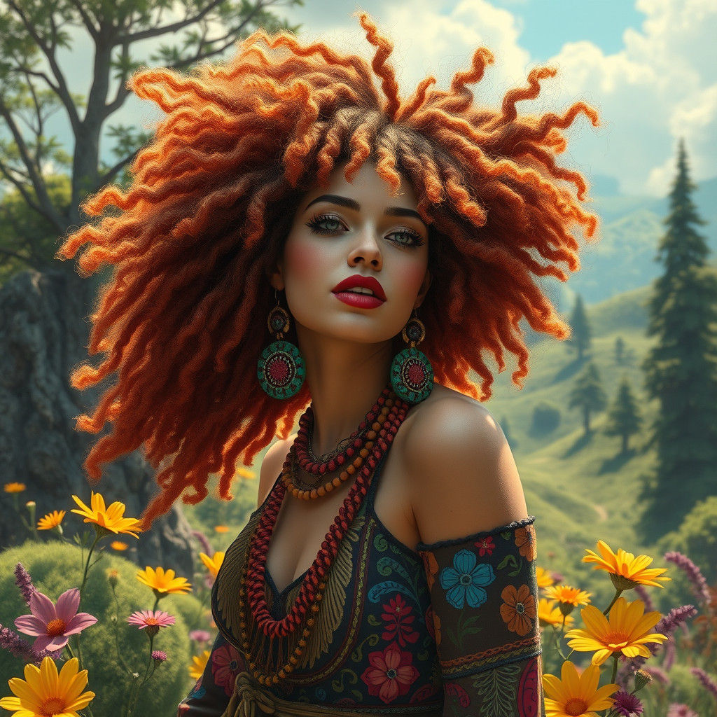 Bohemian Hippie in Psychedelic Landscape, Matte Painting