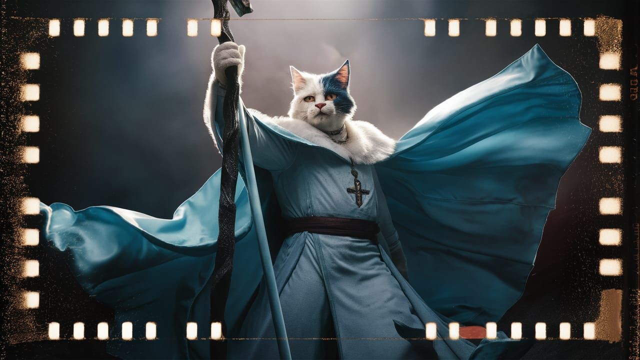Cat Cleric in Flowing Robes with Staff