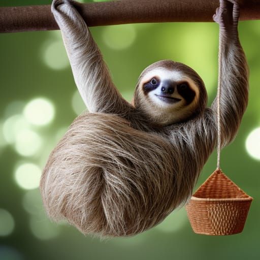 Sloth in a Basket: Professional Photography